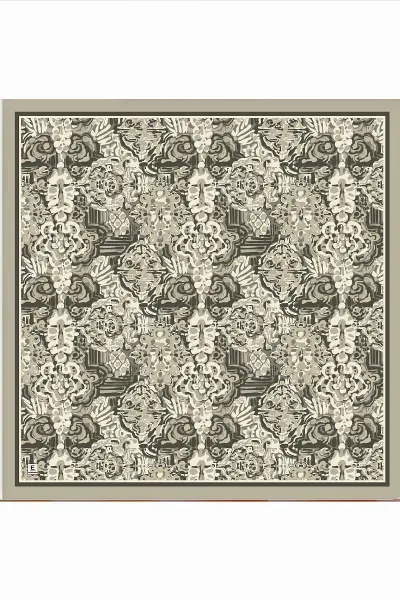 Gri 95x95 Cm Dijital Baskılı Valencia Desen Soft Eşarp 473347