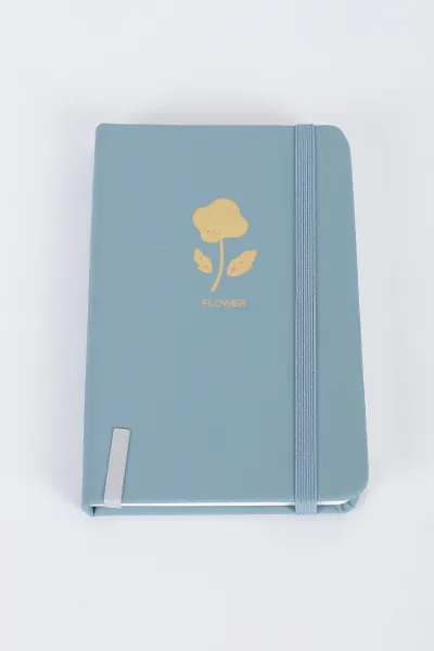 Gri 9x14 Cm Desenli Lastikli Bloknot Defter-Notebook 392566