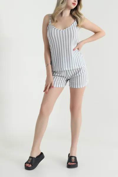 Gri Askılı Süprem Kadın Pijama Takımı 476144
