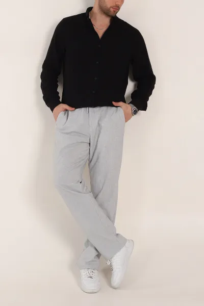 Gri Baggy Bel Arkası Lastikli Gofre Kumaş Erkek Pantolon 349734