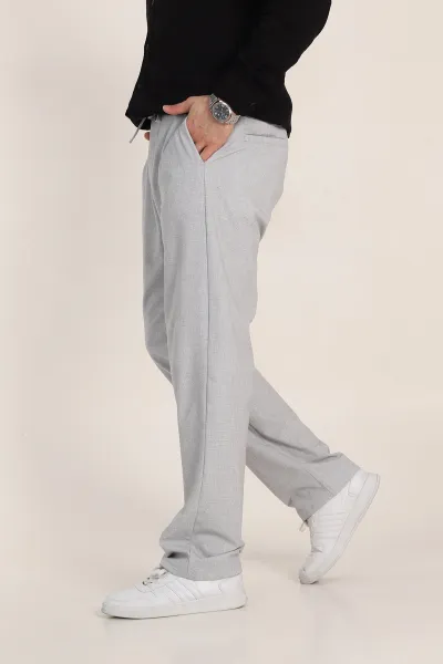 Gri Baggy Bel Arkası Lastikli Gofre Kumaş Erkek Pantolon 349734