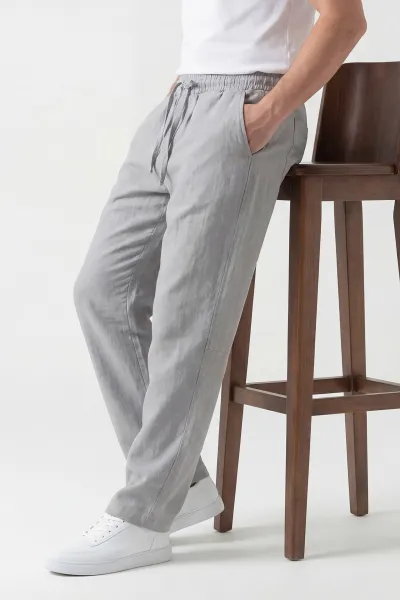 Gri Baggy Belden Bağlamalı Erkek Pantolon 445658