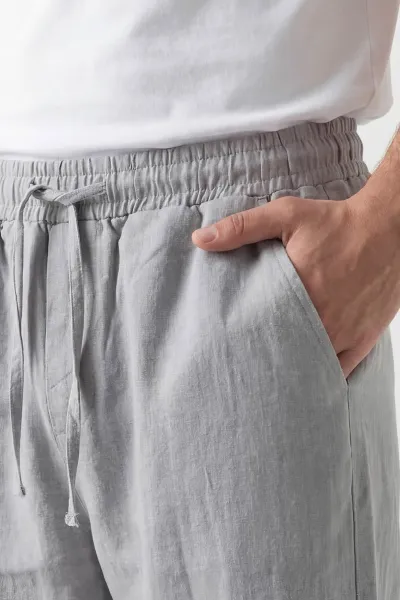 Gri Baggy Belden Bağlamalı Erkek Pantolon 445658