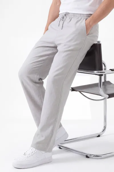 Gri Baggy Belden Bağlamalı Erkek Pantolon 457271