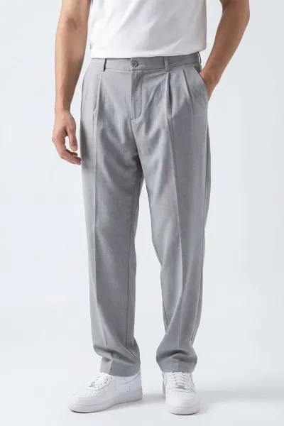 gri-baggy-cift-pile-detayli-bel-arkasi-lastikli-erkek-kumas-pantolon-449749