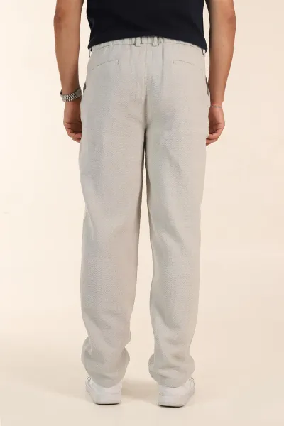 Gri Baggy Dokulu Bel Arkası Lastikli Erkek Pantolon 380910