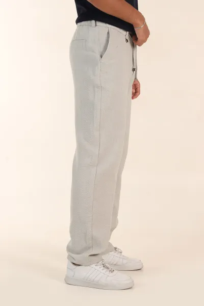 Gri Baggy Dokulu Bel Arkası Lastikli Erkek Pantolon 380910