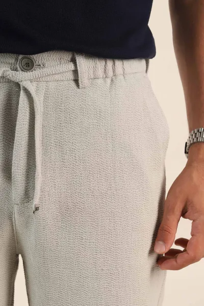 Gri Baggy Dokulu Bel Arkası Lastikli Erkek Pantolon 380910