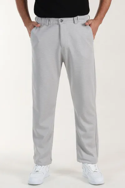 Gri Baggy Dokulu Bel Arkası Lastikli Erkek Pantolon 397936