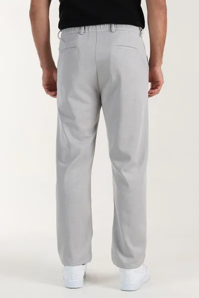 Gri Baggy Dokulu Bel Arkası Lastikli Erkek Pantolon 397936