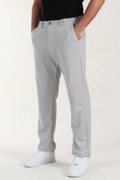 Gri Baggy Dokulu Bel Arkası Lastikli Erkek Pantolon 397936