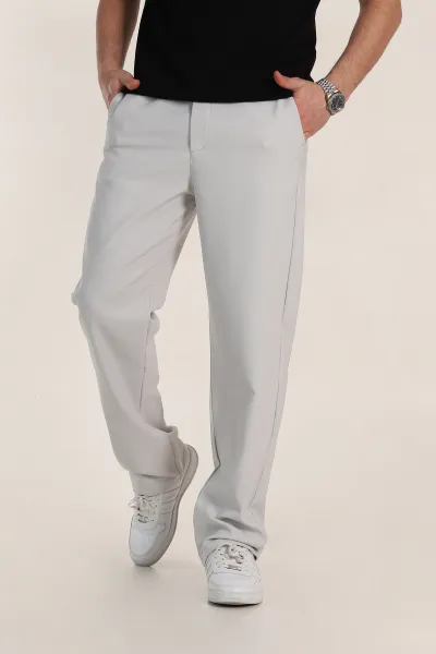 Gri Baggy Double Kumaş Bel Lastikli Erkek Pantolon 351861