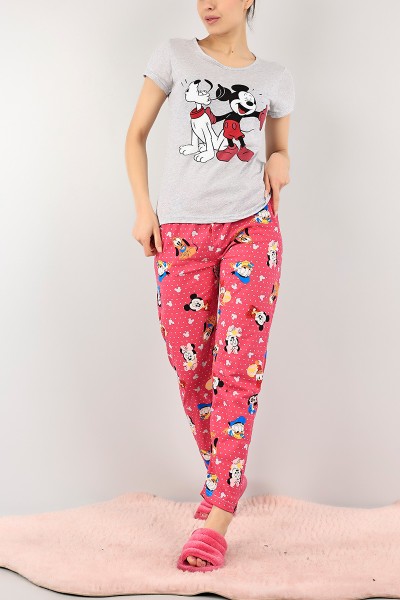 Gri Baskılı Bayan Pijama Takımı 102684