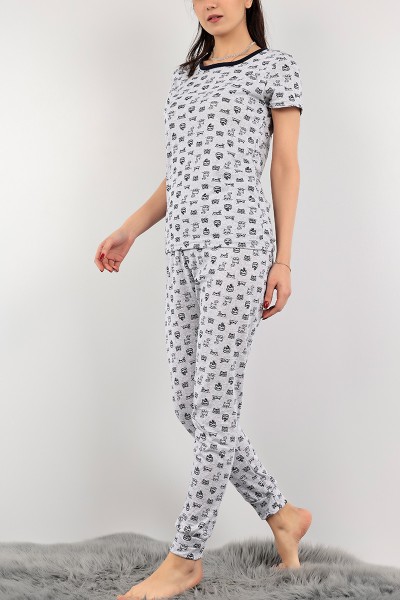 Gri Baskılı Bayan Pijama Takımı 102687