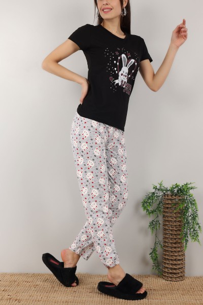 Gri Baskılı Bayan Pijama Takımı 155543
