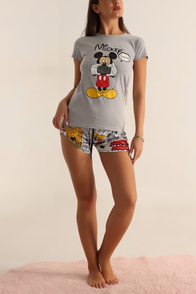 Gri Baskılı Bayan Pijama Takımı 165815