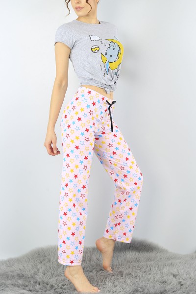 Gri Baskılı Bayan Pijama Takımı 52277