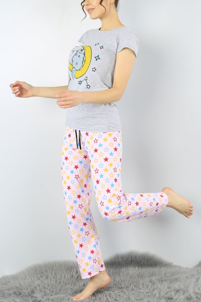 Gri Baskılı Bayan Pijama Takımı 52277