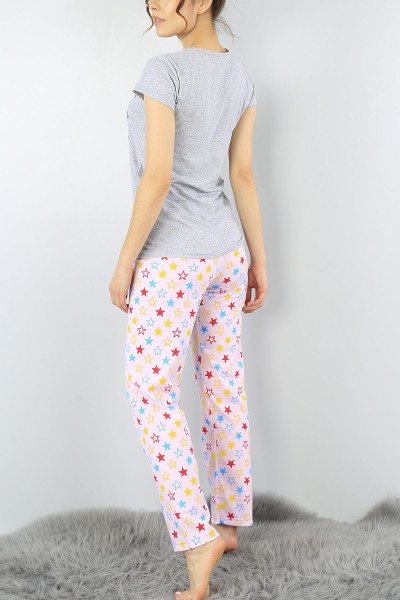 Gri Baskılı Bayan Pijama Takımı 52277