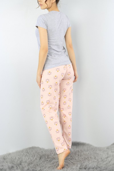 Gri Baskılı Bayan Pijama Takımı 52281