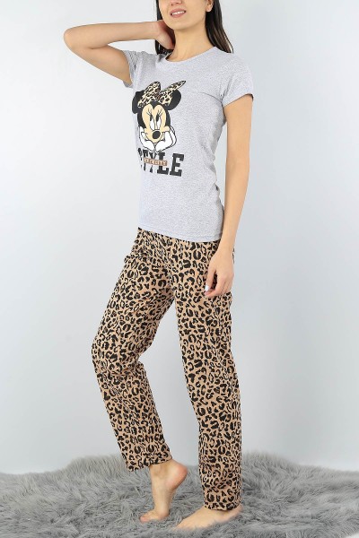 Gri Baskılı Bayan Pijama Takımı 52344