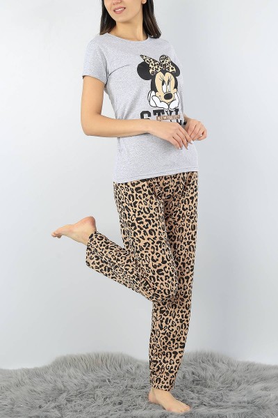 Gri Baskılı Bayan Pijama Takımı 52344