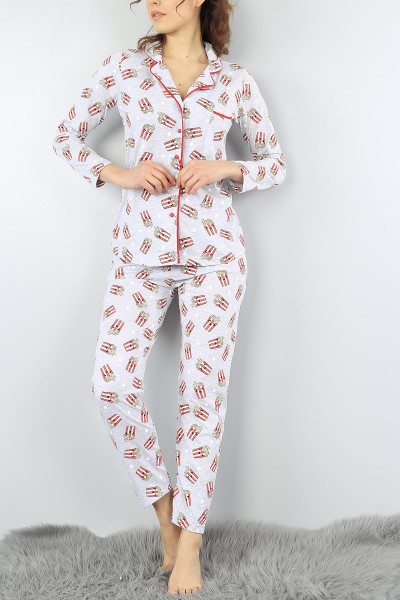 Gri Baskılı Bayan Pijama Takımı 52860
