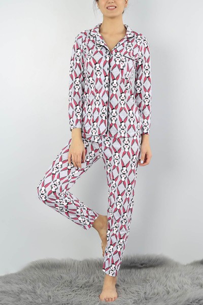 Gri Baskılı Bayan Pijama Takımı 52863