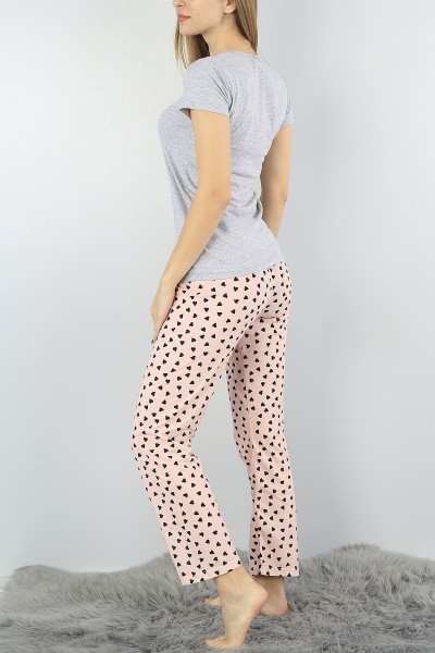 Gri Baskılı Bayan Pijama Takımı 54412