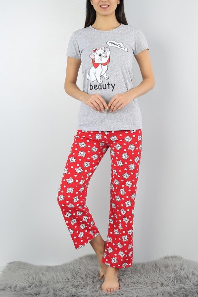 Gri Baskılı Bayan Pijama Takımı 54418