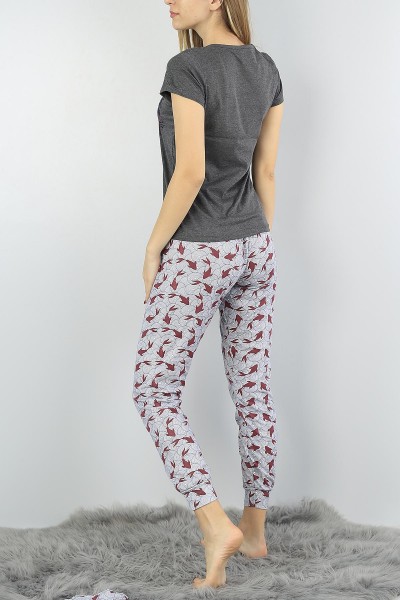Gri Baskılı Bayan Pijama Takımı 54890