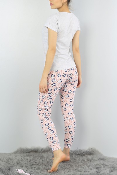 Gri Baskılı Bayan Pijama Takımı 54923