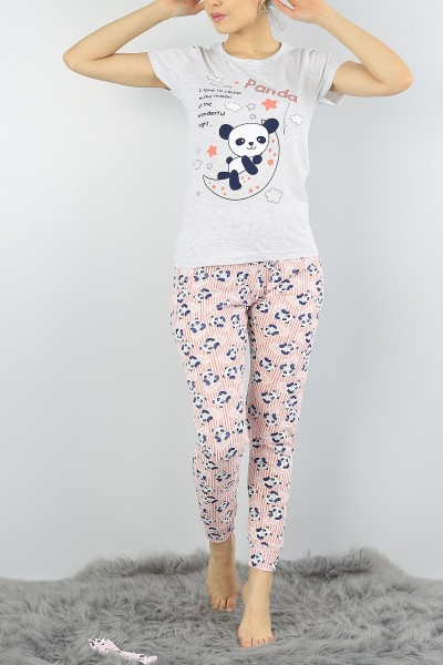 Gri Baskılı Bayan Pijama Takımı 54923
