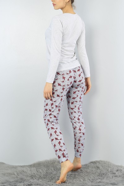 Gri Baskılı Bayan Pijama Takımı 54935