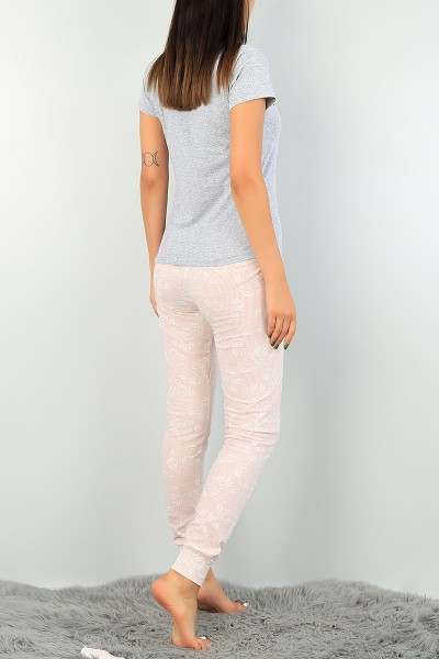 Gri Baskılı Bayan Pijama Takımı 73477