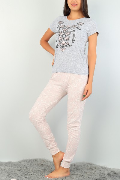 Gri Baskılı Bayan Pijama Takımı 73477