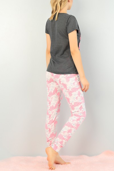 Gri Baskılı Bayan Pijama Takımı 73504