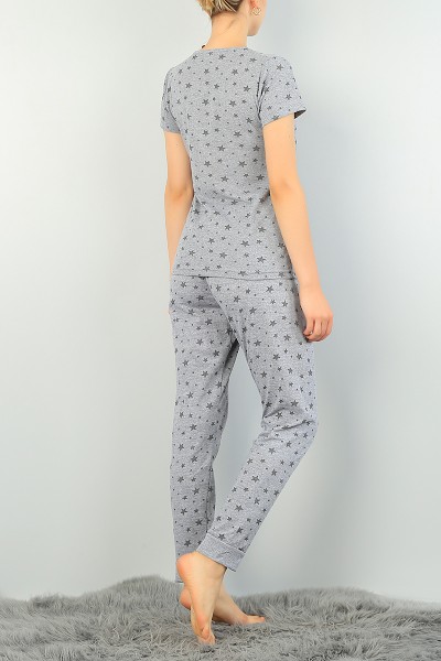 Gri Baskılı Bayan Pijama Takımı 73551