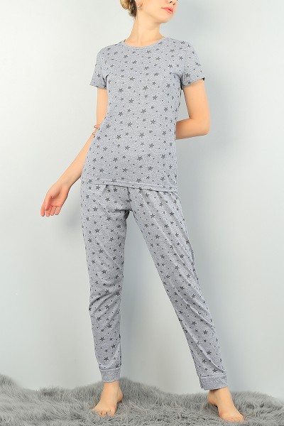 Gri Baskılı Bayan Pijama Takımı 73551