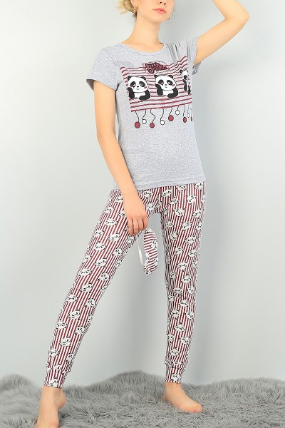 Gri Baskılı Bayan Pijama Takımı 73553