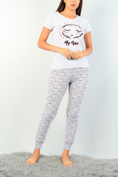 Gri Baskılı Bayan Pijama Takımı 73594