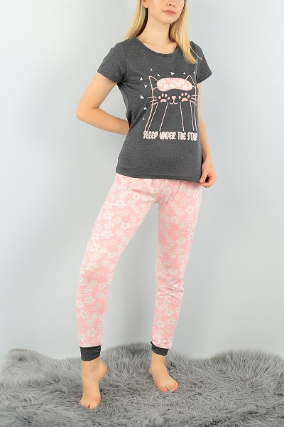 Gri Baskılı Bayan Pijama Takımı 73628