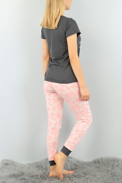 Gri Baskılı Bayan Pijama Takımı 73628