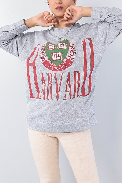 Gri Baskılı Bayan Sweat Tunik 75649