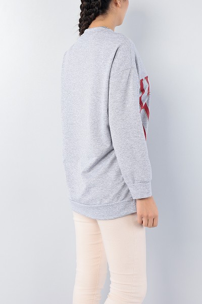 Gri Baskılı Bayan Sweat Tunik 75649
