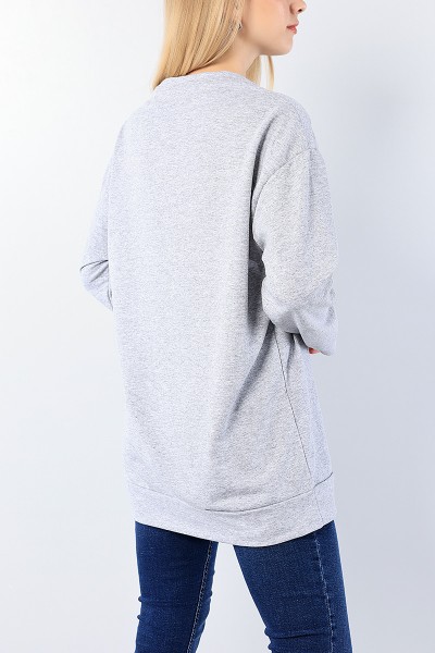 Gri Baskılı Bayan Sweat Tunik 75658