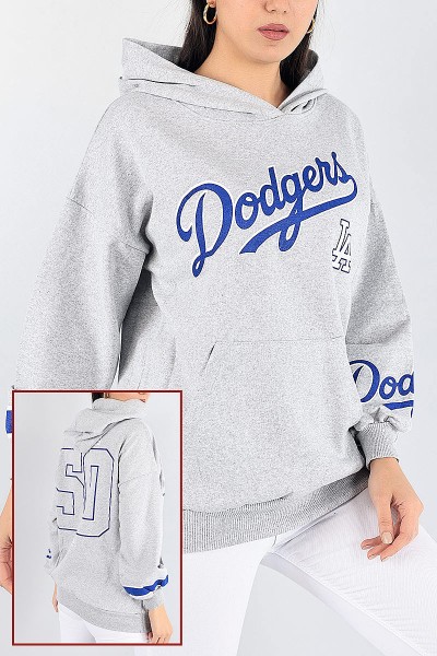 Gri Baskılı İçi Şardonlu Bayan Sweat 88367