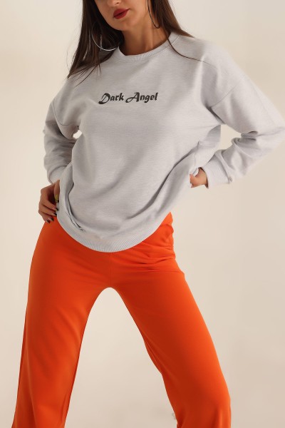 Gri Baskılı Oversize Bayan Sweat 199241