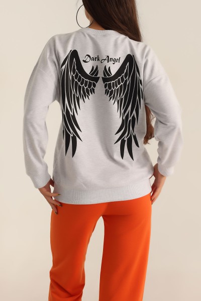 Gri Baskılı Oversize Bayan Sweat 199241