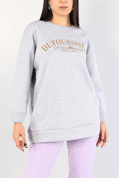 Gri Baskılı Şardonlu Bayan Sweat 85026